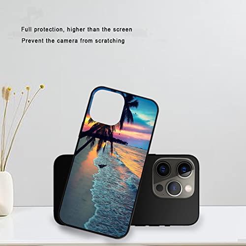 Compatible With Iphone 13 Pro Case With 360°Rotating Ring Kickstand,Sunset Beach Palm Trees,Protective Shockproof Full Body Protection Cover With Soft Tpu Bumper And Hard Pc Back-Blue （6.1Inch） #TOP6