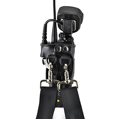 Turtleback Carry Holder For Motorola Xts5000 Models 1 2 3 Radio With D Rings Attachment, Fire And Police Two Way Radio Belt Case, Black Leather Duty Belt Holster With Heavy Duty D Rings, Made In Usa #TOP4