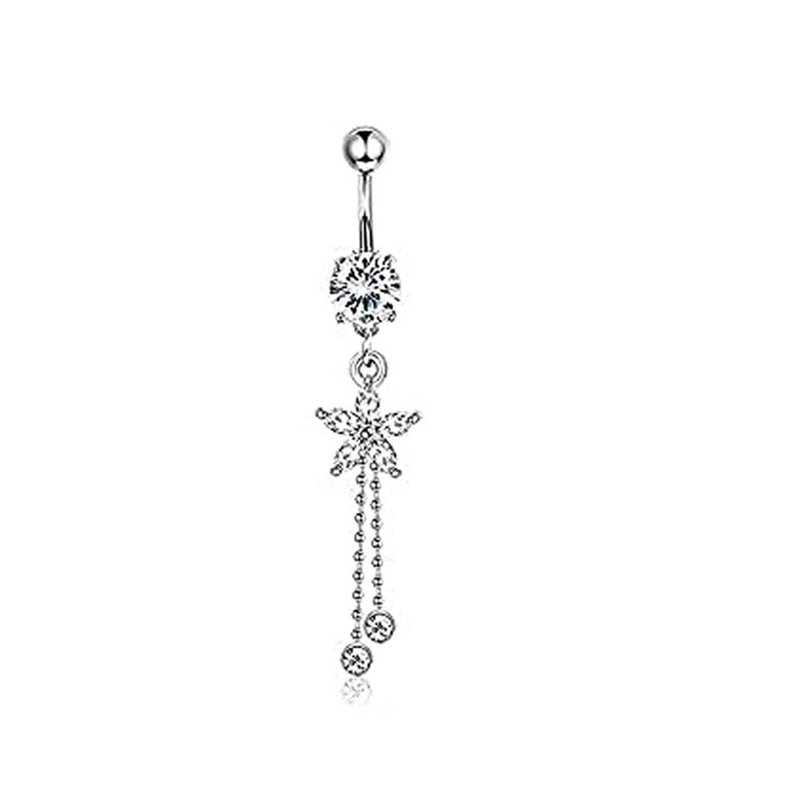 Bauchnabelpiercing Schmetterling Chirurgenstahl, Bauchnabelpiercing H?Ngend Sexy 14 Gauge Schmuck Set Blatt-Herz Bowknot mit Zirkonia