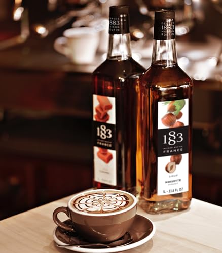 Image of 1883 Blue Raspberry Syrup for Drinks - Premium French Flavored Syrup for Cocktails, Mocktails, Lemonade & Coffee - 1 Liter Glass Bottle