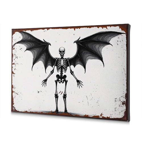 Tableau squelette ailes de chauve-souris 30x40 cm pour déco murale