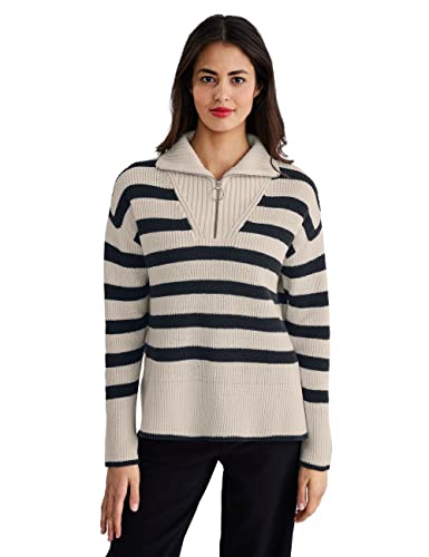 STREET ONE Damen A302268 Strickpullover Troyer, Lucid White, 40