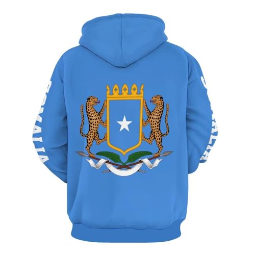 Sweat à capuche drapeau somalien pull ample bleu clair pour éviter le froid - 3