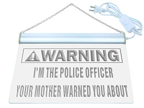 ADVPRO Warning I'm The Police Officer LED Neon Sign Red 16 x 12 Inches st4s43-m965-r