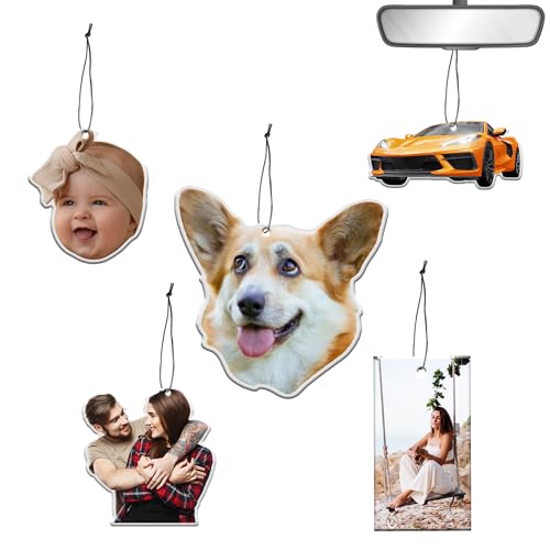DreamyDecor Custom Air Fresheners with Picture - Personalized Air Freshener for Car with Funny Face - Customized Photo Hanging Car Air Freshener - Personalized Cute Deco Gifts for Car Home