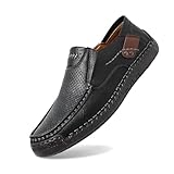 Sommer-Loafer für Herren im Partnerlook, Elegante Slipper, Barfußschuhe, Freizeitschuhe zum Hineinschlüpfen, Flache Schuhe, Klassische Slipper (Black, 46)
