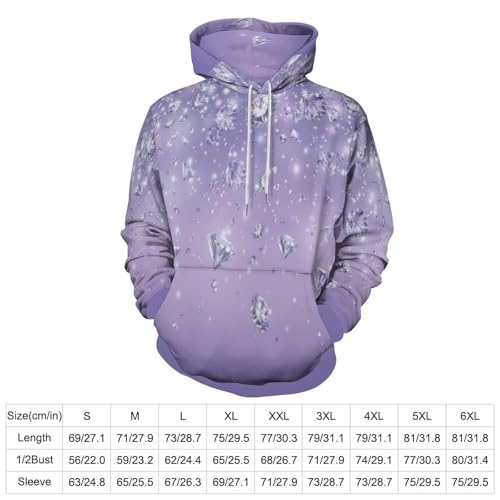 Sweat à capuche homme violet imprimé diamants ciel étoilé décontracté