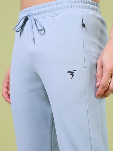 Image of TECHNOSPORT Men's Slim Fit Track Pants with Zip Pockets, ELASTO Plus Quick Dry Stretchable Lightweight Lower for Gym Running Yoga and Sports