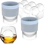 Chiclify - Molde para hacer bolas de hielo, molde grande de 2.5 pulgadas para hielo de whisky con embudo, bandeja de silicona reutilizable para cócteles, bourbon escocés, fusión lenta y fácil