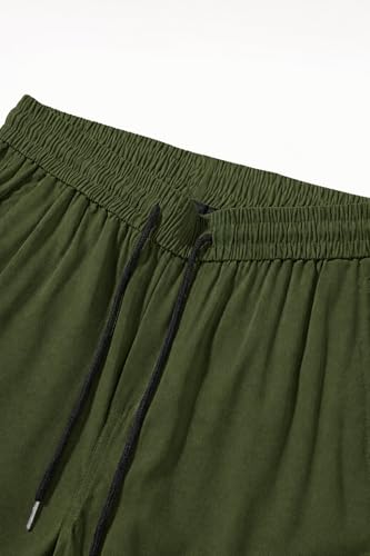 Image of Men's Cotton Cargo Pants for Men | Relaxed Loose Fit Drawstring Waist Cargo Trousers | Multi Pocket Casual Utility Pants for Outdoor, Travel
