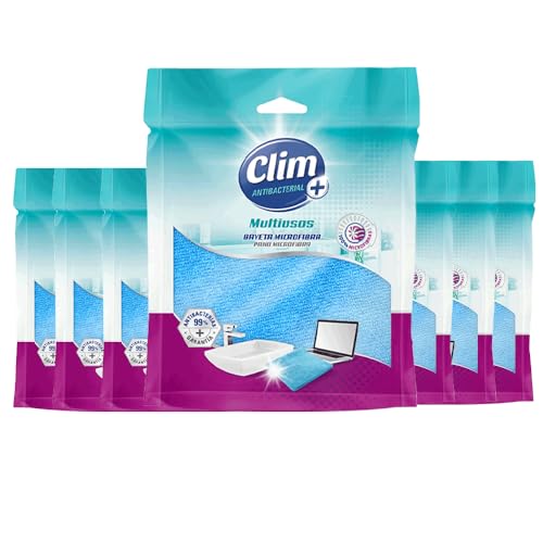 Clim Antibacterial. 8 Bayetas Multiusos 100% Microfibra con Tratamiento antibacterias y limón.