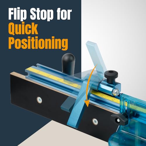 Image of POWERTEC 3 inch Fence Flip Stop for Table Saw, Miter Saw, and Drill Press, T Track Accessories for Woodworking, 1PK (71367)