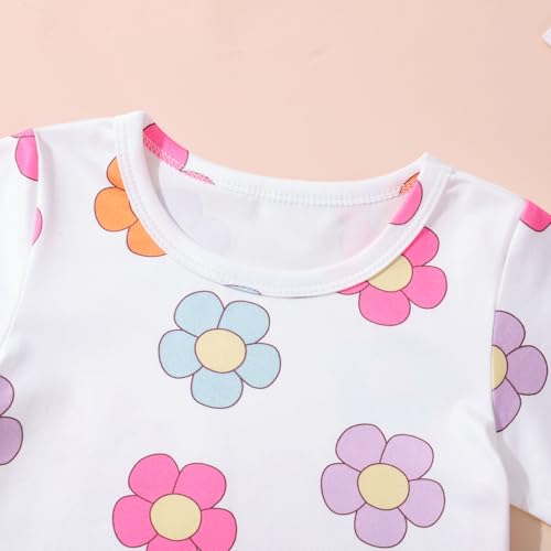 Toddler Baby Girls Summer Clothes Floral T-Shirt Top Bib Suspender Overall Shorts Set 2Pcs Infant Outfits 1-5T4