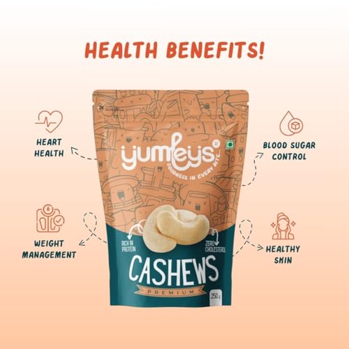 Image of Yumleys Premium Natural Whole Cashews | 500g Combo Pack (2 x 250g) | High Protein & Crunchy Snack | Healthy & Delicious Nut for Weight Management