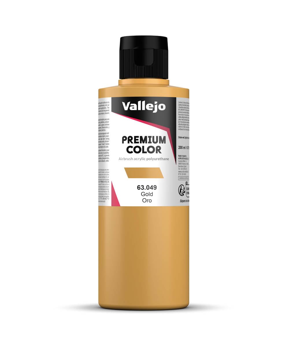 Vallejo : Premium Airbrush Paint : 200ml : Metallic Gold