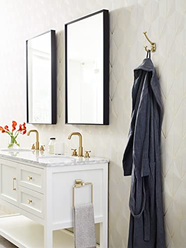 Image of Amerock Vicinity Triple Prong Golden Champagne Wall-Mounted Hook | Decorative wall hook in durable zinc construction for coats, hats, bags, towels, and everyday organization