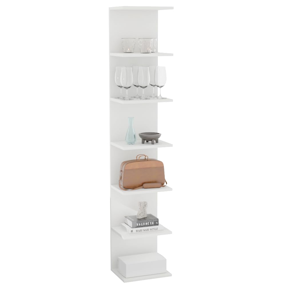 ComfortCove Book Wall Shelf, Wall Mounted Shelf, Shelving Units, Floating Shelves, Bookcase, Storage Shelves for Bedroom, Living Room, Bathroom, Kitchen, Office, 7 Shelves, White - 7 hyllor - white us