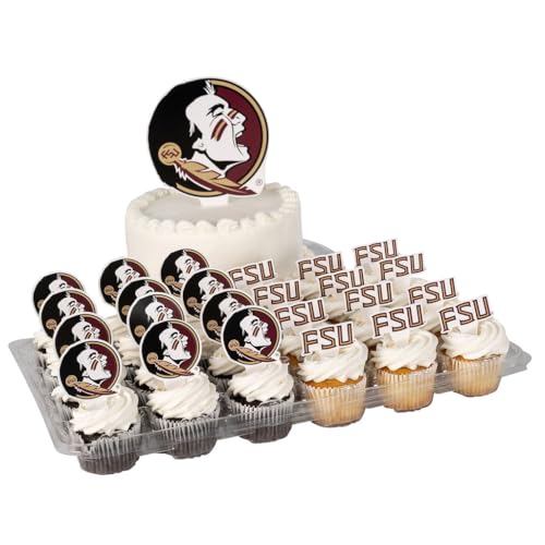Desert Cactus Florida State University Cupcake Topper and Cake Toppers Set - FSU Seminoles 25 Pcs Food Party Supplies, Tablecloth Decorations, Graduation and Game Day
