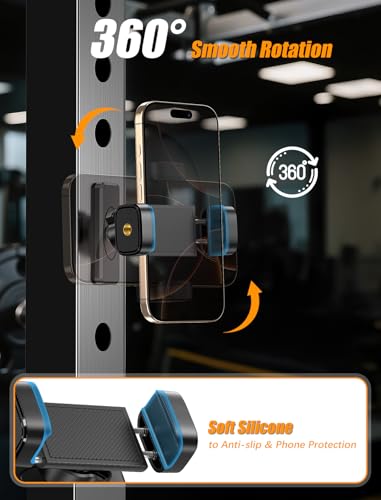 Image of Gym Magnetic Phone Holder【Strong Magnets】- 360 Adjustable Magnetic Phone Mount, Installable Tripod and Fill Light, Phone Holder Gym Accessories for Men Women Compatible with All Smartphones 4.7-7 inch
