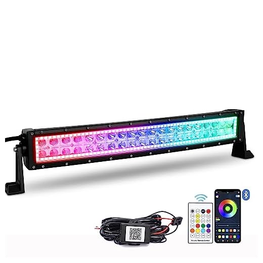Nicoko Offroad Driving 120w 20/22Inch Straight LED Light Bars Waterproof Multicolor RGB Halo Ring Kit Strip Set mounting Brackets ram Wrangler ATV Truck Toyota Boat Free Wiring Harness