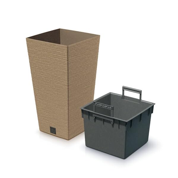 Gardening Naturally Fora Flowerpots, Stylish and Durable Plant Pots for Indoor and Outdoor Use (Tall Square Pot 20cm - Natural) — image 1
