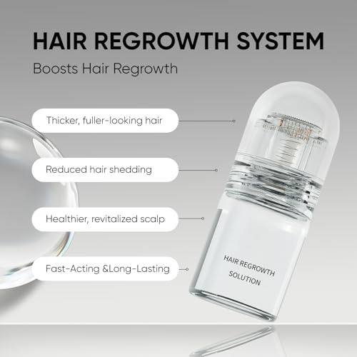 Hair Regrowth System, Natural Formula for Thicker, Fuller Hair | Stimulates Hair Follicles, Reduces Thinning -with Ginseng Root, Eclipta  Prostrata  Extract & Peppermint Oil