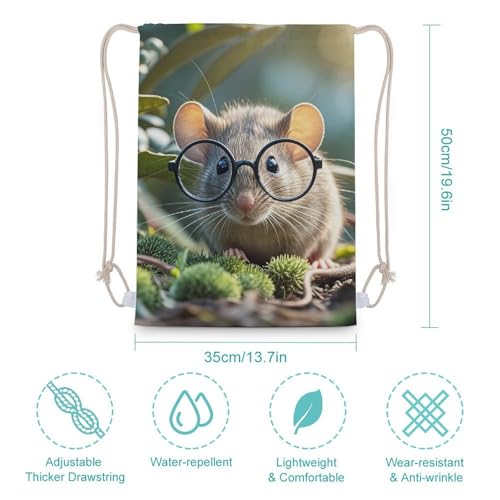 Guinea Mouse With Glasses Drawstring Backpack Gym Bag Lightweight Sackpack Gift for Hiking Travel Beach Shopping2