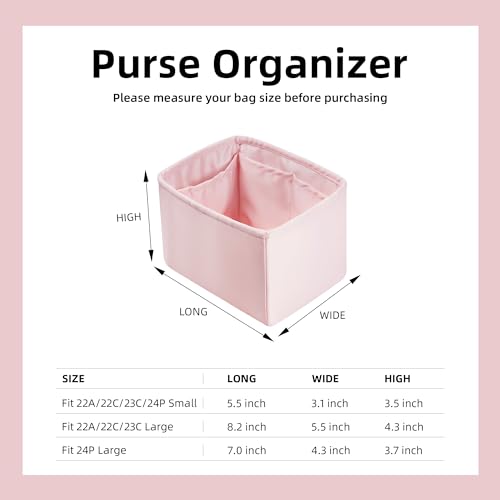 Image of DGAZ Silk Purse Organizer Insert Fits Chanel Duma Bags,Silky Smooth Bag Organizer,Luxury Handbag & Tote Shaper(Pink,22A /22C /23C Large)