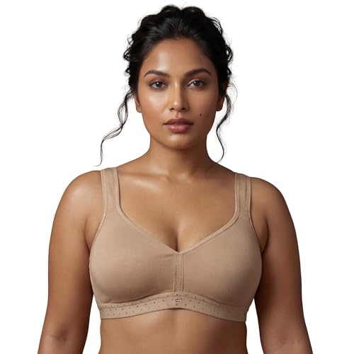 Image of SOIE Women Non Padded Non-Wired Full Coverage Stretch Cotton T-Shirt Bra