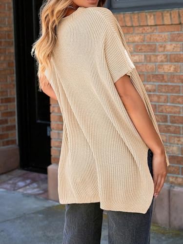 MARZXIN Womens Sweater Crewneck Short Sleeve Knit Pullover Tops Causal Loose-Fit Lightweight Sweaters4