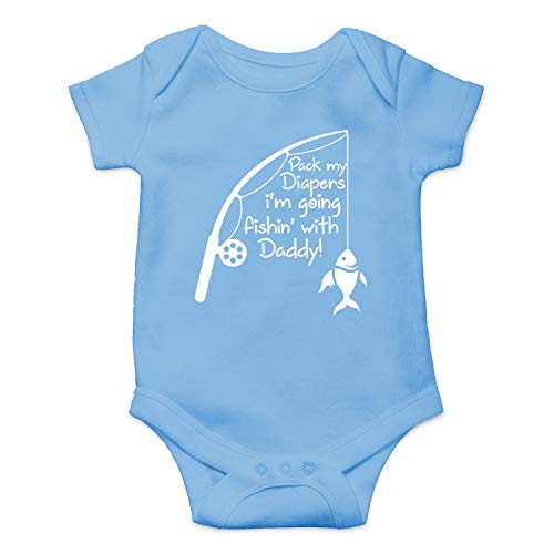 Pack My Diapers I 'm Going Fishing with Daddy - Funny Baby Essentials Bodysuit - Baby Outfit