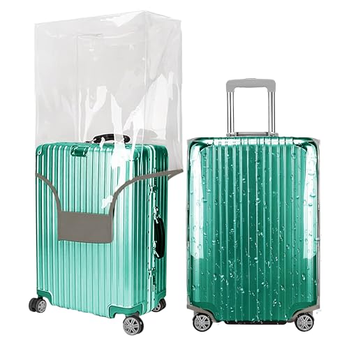 Image of Clear Suitcase Cover - Waterproof Dustproof and Anti-Scratch Luggage Cover - TSA approved Suitcase Protectors, Gray Trim-0.4mm, XL Suitcase Cover., Clear /Transparent