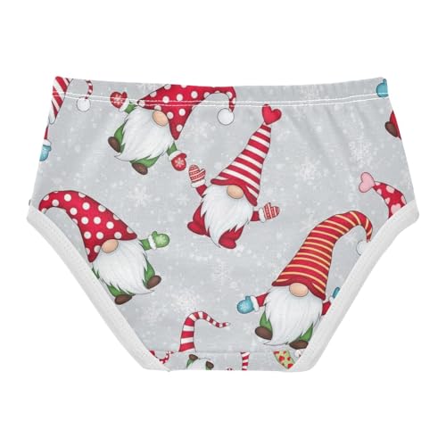 Toddler Girl Briefs, Cute Christmas Gnomes Red Gray Girls Cotton Underwear, 2T–8 Years2
