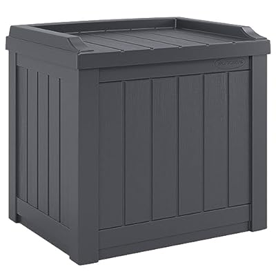 Suncast 22 Gallon Indoor or Outdoor Backyard Patio Small Durable Plastic Storage Deck Box with Attractive Bench Seat and Reinforced Lid, Cyberspace