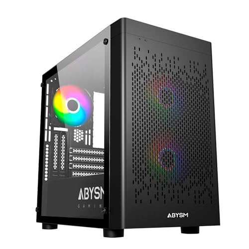 Abysm Gaming Caixa PC Gamer Danube INVA MX202 preta, com três ventiladores ARGB e compatível com placas de base micro ATX e ITX e placas gráficas de até 330 mm