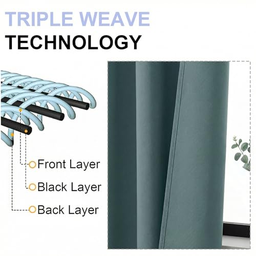Image of Simplebrand Ava Dark Green Short 36 Inches Blackout Curtain 2 Panels Set, Half Window Rod Pocket Privacy Curtain Tiers for Kitchen, Curtains Blackout for Bathroom Shades, W40 x L36 Inch, Dark Green