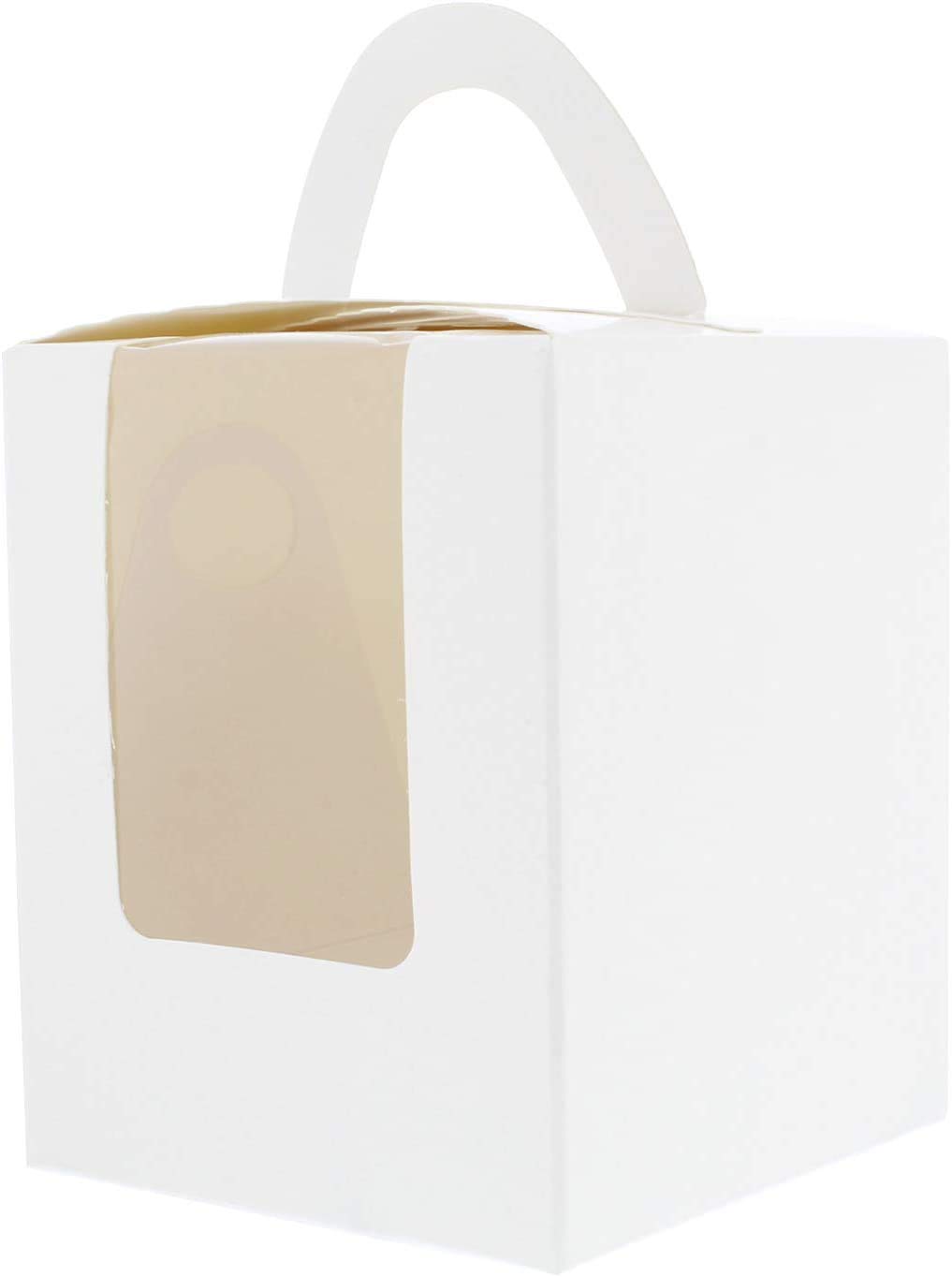 Single Cupcake Containers - 50 Pack Large Individual Cupcake Boxes Carrier with Insert & Handles and Window 50 Pack White For Birthday Party Pastries, Cookies, Small Cakes, Pie, Cupcakes Holder Use
