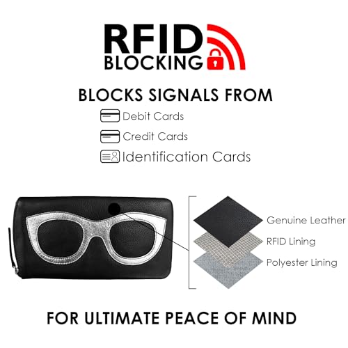 Image of ili New York Smooth Leather Soft Eyeglass Case, Zip Closure with RFID Blocking Lining, Travel-Friendly in Vibrant Colors