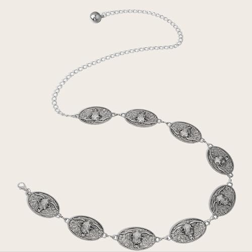 Western Metal Concho Belt for Women Western Cowgirl Chain Belts for Dresses Jeans Country Concert Outfit Belt4