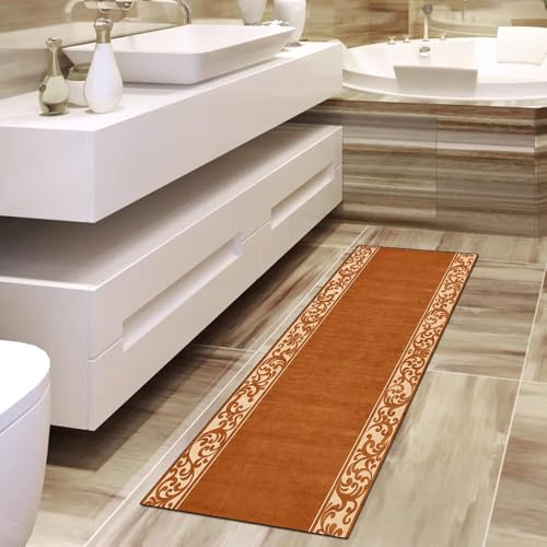 Alfombra de pasillo naranja 90x120 cm lavable para hogar 4