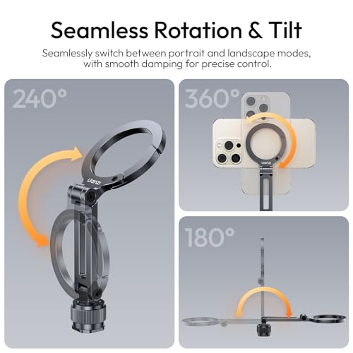 Image of Ulanzi MA07 Magnetic Phone Tripod Mount for Magsafe, Aluminum Camera Phone Mount with 1 /4 inch Screw, Cold Shoe Magnetic Tripod for Camera, Copatibale with iPhone 16 /15 /14 /13 /12 Series