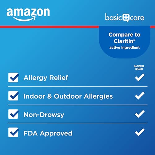 Image of Amazon Basic Care Allergy Relief Loratadine Tablets 10 mg, 365 Count (Packaging may vary)