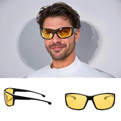 Image of Night Driving Glasses for Men, Night vision glasses for driving with Yellow Polarized Lenses
