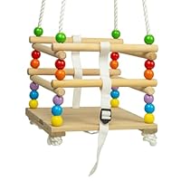 Bigjigs Toys Wooden Cradle Baby Swing | Outdoor Hanging Chair Set with Adjustable Rope | Kids Garden Furniture with Beads for Infant Sensory Play | Rocking Seat for Babies from 18 Months Old