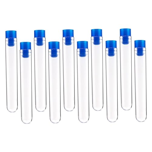 CIYODO 50pcs Test Tube Clear Container Mini Testing Vial Candy Tubes Science Experiment Colorimetric Tubes Chemistry Experiment Equipment Experiment Tube Candy Vials Clear Tubes Blue