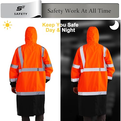 sesafety Safety Rain Coats for Men Work, Class 3 HighVisibility Rain Gear Construction, Reflective Hi Vis RainJacket Lightweight Waterproof - Image 6