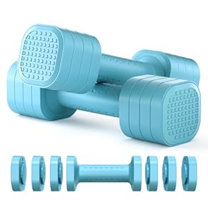 Zempox Adjustable Dumbbell Set of 2, 4 in 1 Free Weights Dumbbells Set for Women, 5lb Dumbbells Pair, Each 2lb 3lb 4lb 5lb with TPU Soft Rubber Handle for Home Gym Exercise Traning,Blue