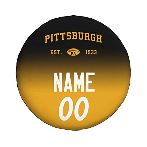 Custom Pittsburgh Spare Tire Cover,Add Personalized Name and Number,Waterproof Dust-Proof Spare Wheel Cover-Universal for RV SUV Trailer Truck
