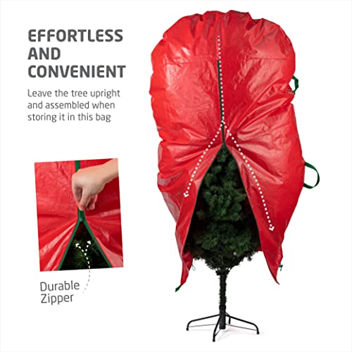 Zober Upright Tree Storage Bag For Christmas Trees Of 9Ft. Tall, Tree Bag Is Tear Proof Polyethylene; Comes With Drawstring Hem, Zipper, And Carry Handles, Waterproof Material Protects From Dust & Moisture #TOP2