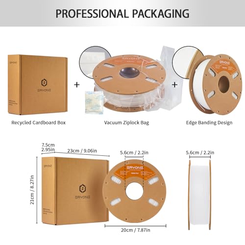 Image of ERYONE Matte 3D Printer PLA Filament 1.75 + /- 0.03mm, Matte Filament PLA 1KG(2.2LBS) Spool, White